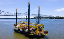 Fugro is making use of a third-party lift boat, specially equipped to operate in both shallow and deeper waters with minimal environmental disturbance, to undertake site investigation for the new US 51 Cairo Bridge in Ballard County, Kentucky. Credit: Fugro