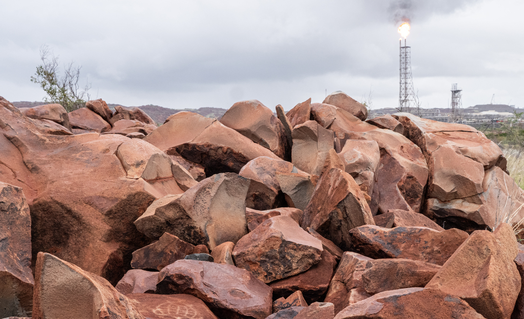 Indigenous rock art near to Woodside's development