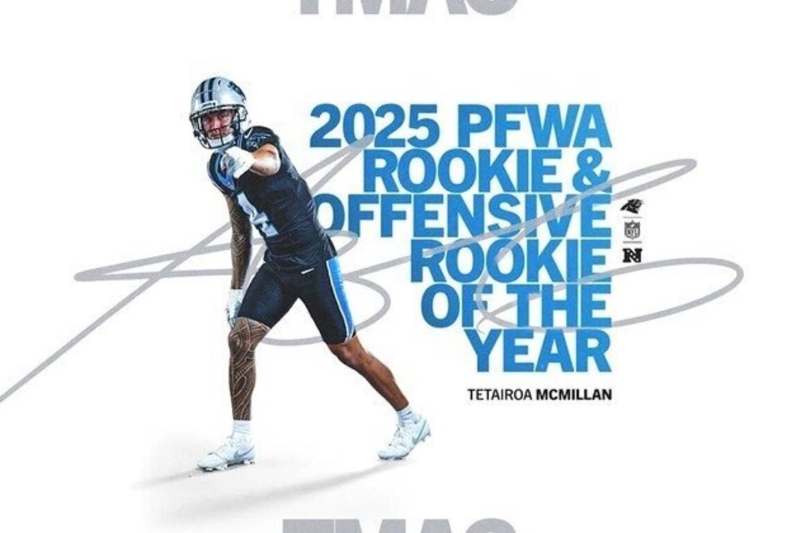 Tetairoa McMillan named PFWA Rookie and Offensive Rookie of the Year
