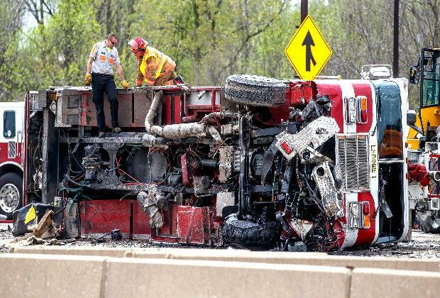 6 Southern California firefighters hospitalized after truck overturns