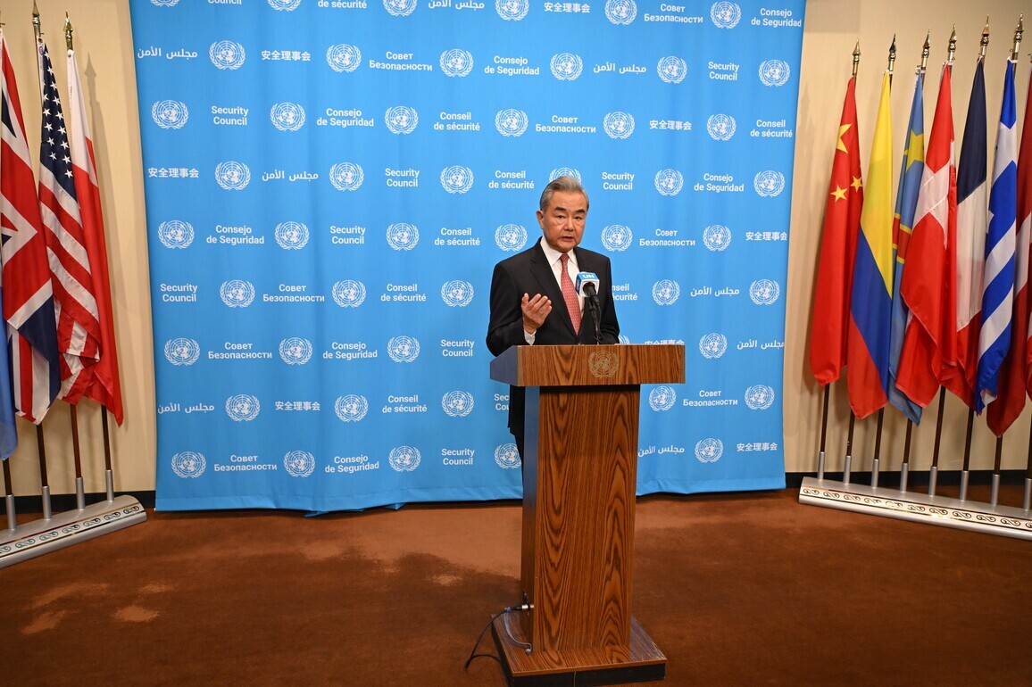 UN-SECURITY COUNCIL-CHINA-WANG YI-HIGH-LEVEL MEETING-PRESS ENCOUNTER