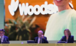 Woodside chair Richard Goyder, CEO Meg O'Neill and company secretary Damien Gare front investors at the 2025 AGM.