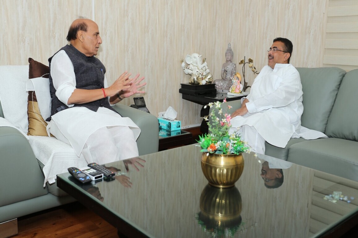 West Bengal CM Suvendu Adhikari meets Rajnath Singh in Delhi