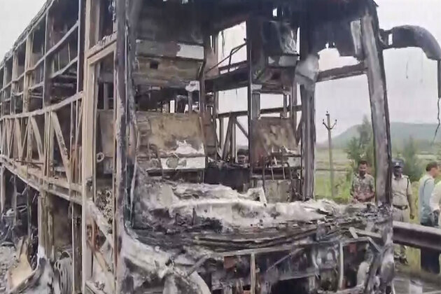 "Bus caught fire after collision with bike, 11 bodies identified," says Kurnool DC