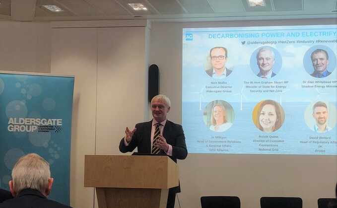 Energy Security and Net Zero Minister Graham Stuart spoke at an Aldersgate Group event this week