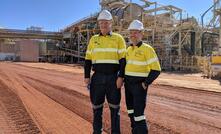  Gold Fields executive vice president Australasia Stuart Mathews (left) with Gold Road managing director Duncan Gibbs at Gruyere