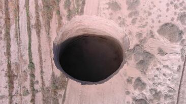 The sinkhole near Lundin's Alcaparrossa mine in Chile