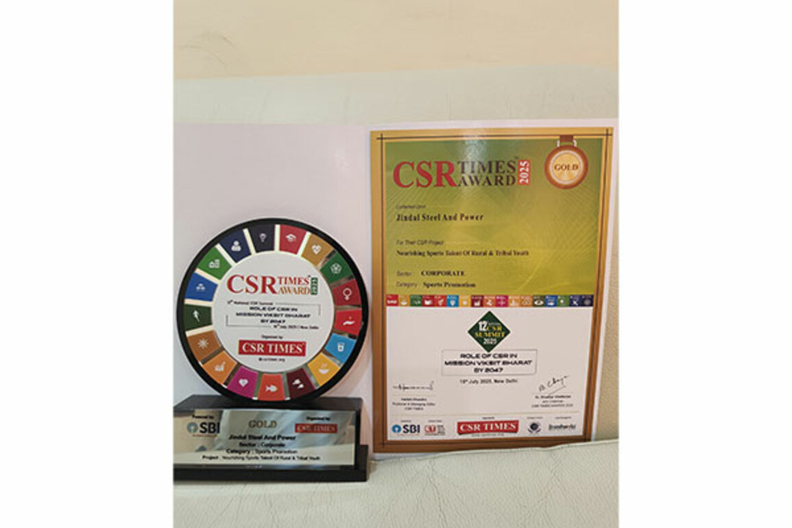 Jindal Foundation Honoured with CSR TIMES Gold Award for Championing Grassroots Sports Development