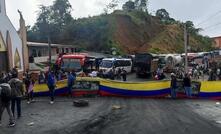  The blockade on the road to Buritica in Antioquia, Colombia