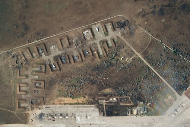 Satellite Pictures Show Devastation at Russian Air Base in Crimea