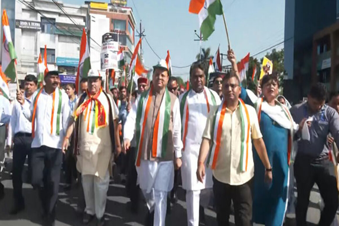 Uttarakhand CM Pushkar Singh Dhami flags off 'Tiranga Shaurya Samman Yatra' in Dehradun