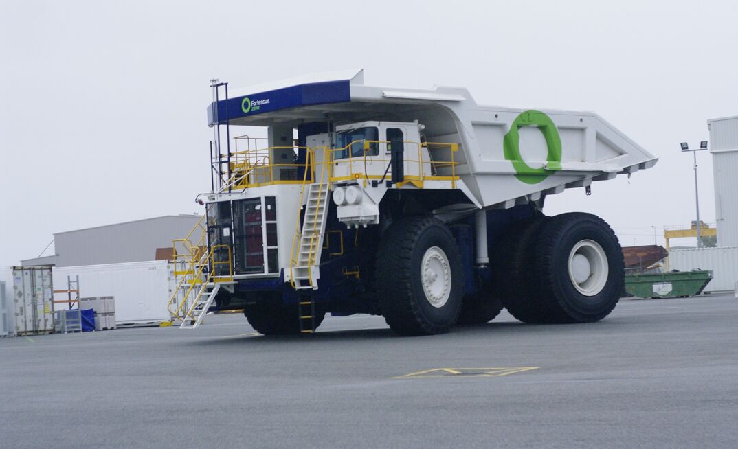 One of the battery-electric trucks Fortescue has co-developed with Liebherr.