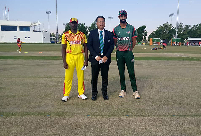 gandas captain rian asaba and his enyan counterpart fran arim at the toss ourtesy hoto