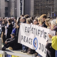 BELGIUM-BRUSSELS-EU STAFF-GAZA PEACE-PROTEST