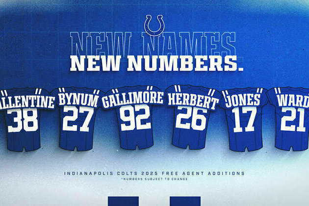 Colts announce jersey numbers for free agent signings