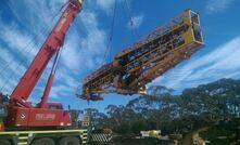 A radial stacker being moved at Jaurdi.