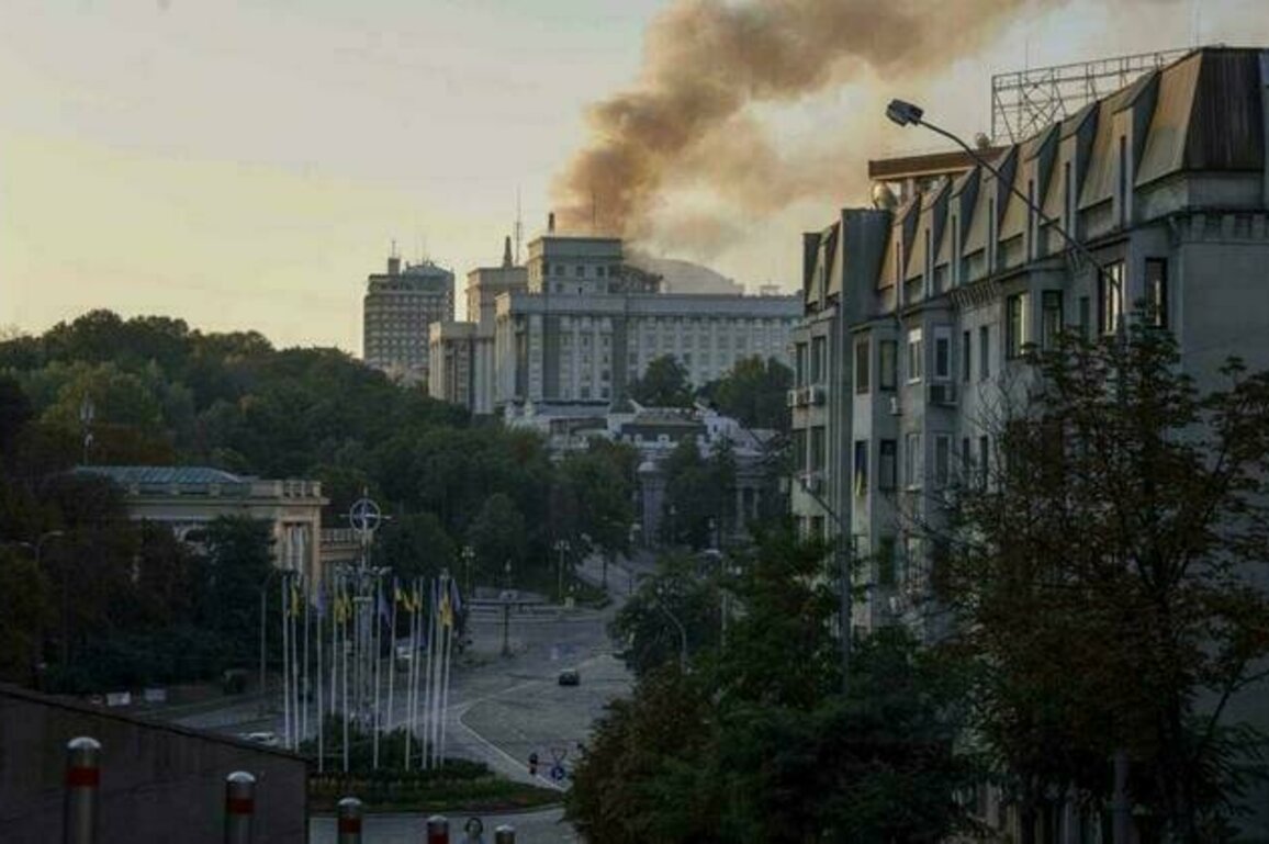 Ukrainian government building damaged in massive Russian air attack