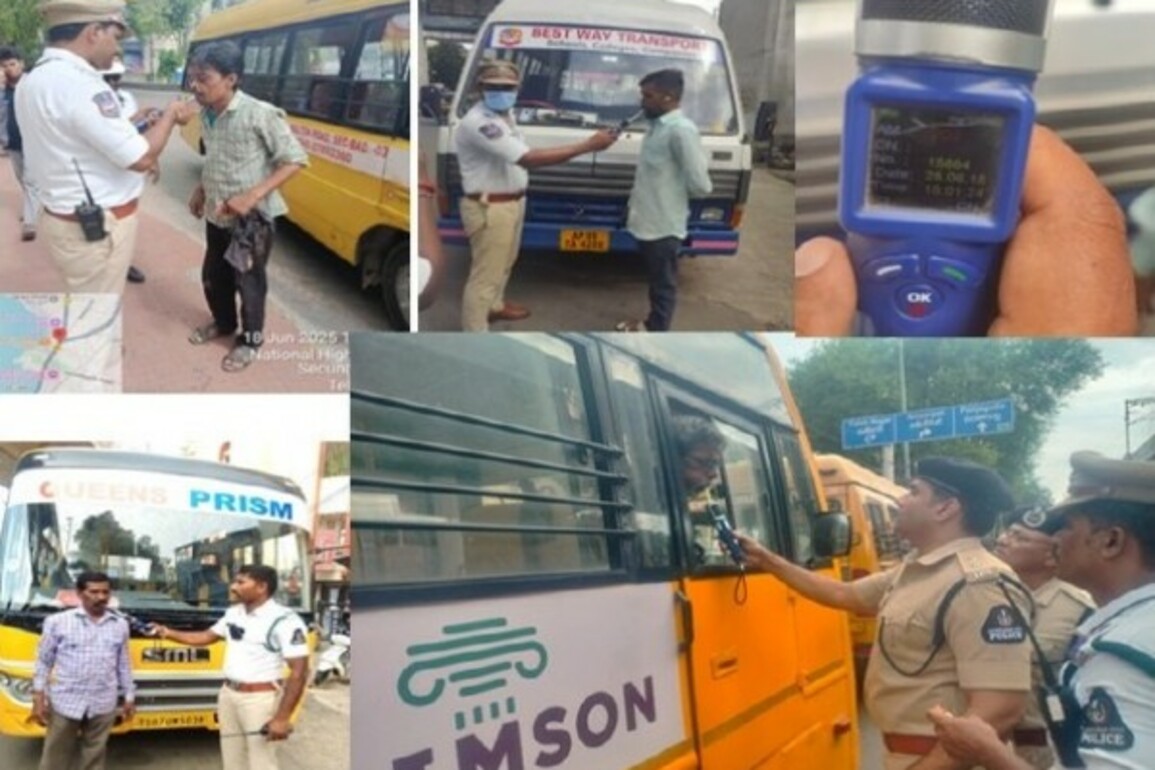 Telangana: Hyderabad police conducts special drive against drunk driving by school bus drivers