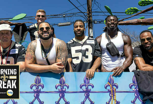 Morning Break: Saints players join the 2025 Krewe of Tucks Parade