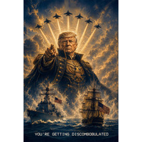 Trump shares confrontational "discombobulated" message alongside striking AI military art