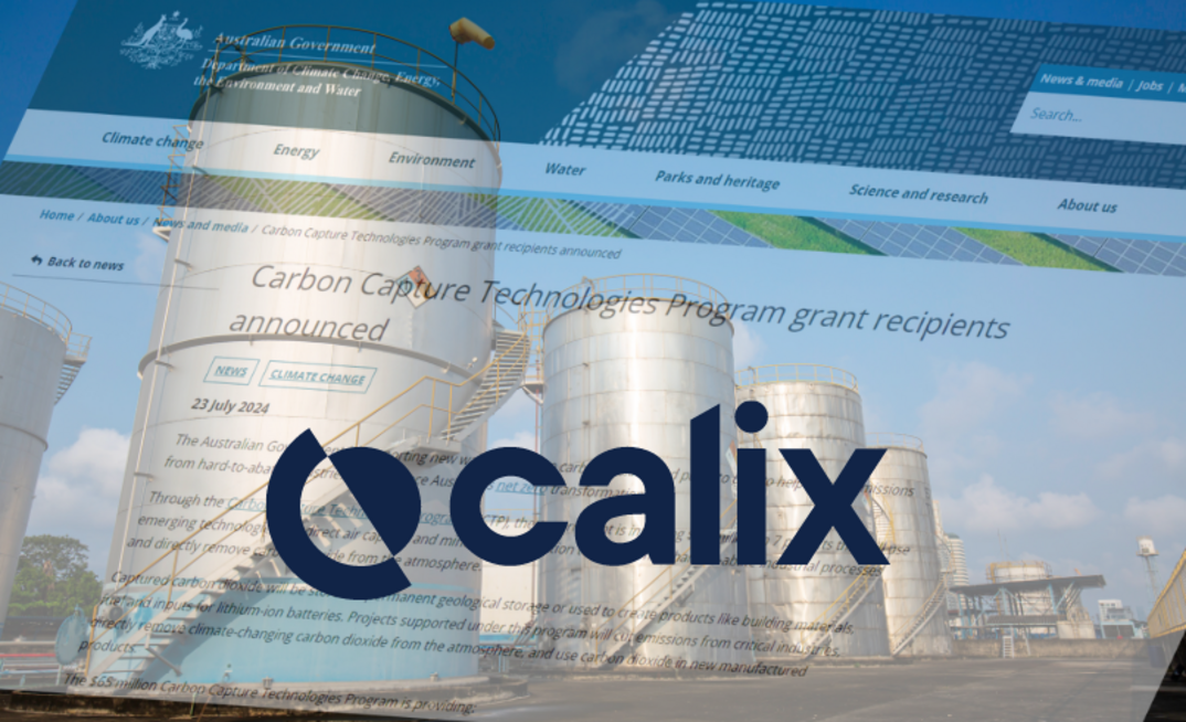 Calix gains government backing for world first CCU plant