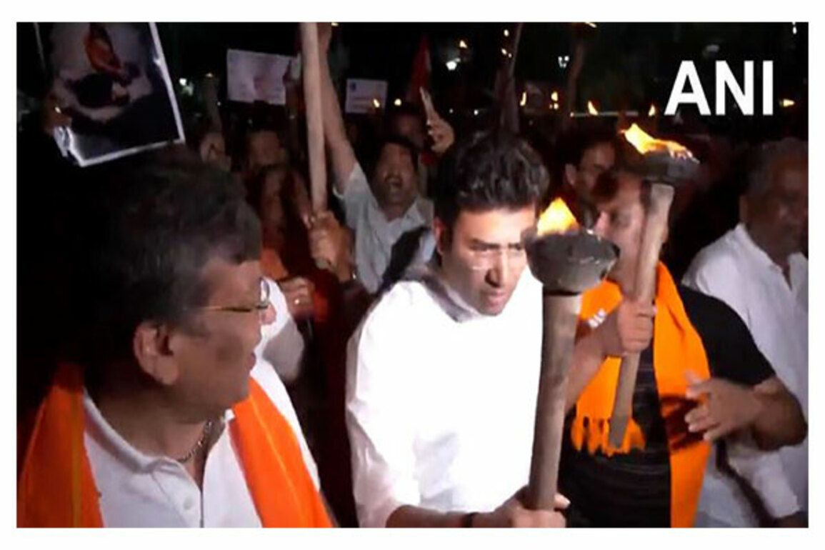 Tejasvi Surya takes part in torchlight protest, condemns "brutal massacre" in Pahalgam