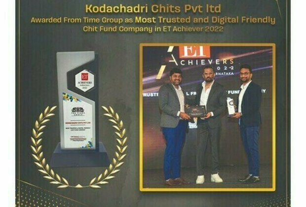 Kodachadri Chits Receives Coveted ET Award for 'Most Trusted and Digital Friendly Chit Fund Company' by Times Group; Shares Robust Expansion Plans