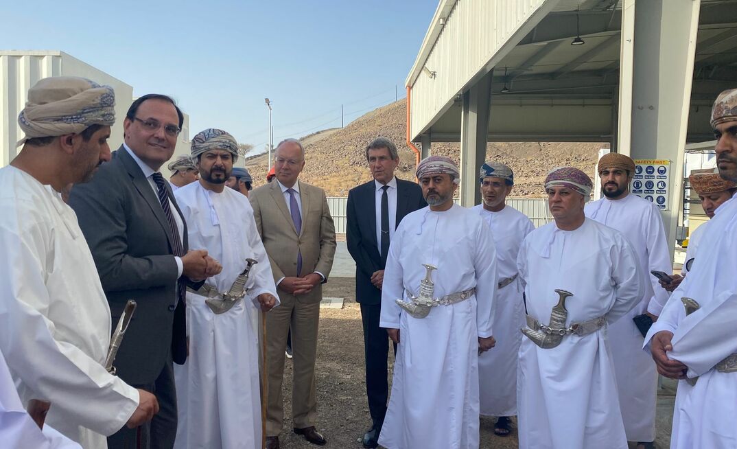 Officials including Ernst Grissemann (BPG) and Matar Al Badi (MDO) at the launch.