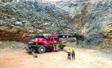  High reach drill in Paris pit installing ground support for the new portal to be established