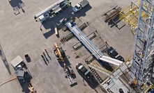 Aerial view of a drilling rig from Nabors Industries 