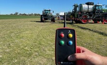 A new autonomous system that can be retrofitted to tractors was on display at the Mallee Machinery Field Days , Speed, Victoria, this week. Photo: Mark Saunders.