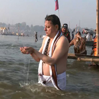 "Fortunate to be here": Uttarakhand CM Dhami takes holy dip in Sangam at Mahakumbh 2025