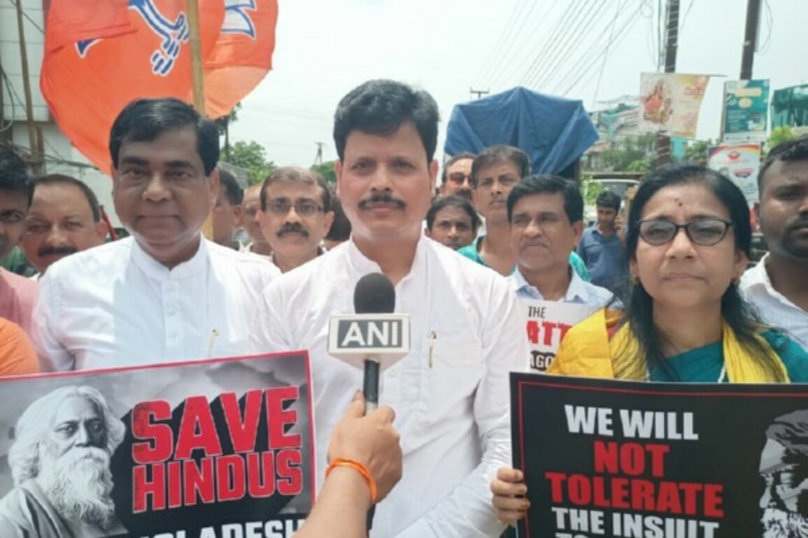 BJP holds protest rally in Agartala against attacks on Tagore's ancestral home in Bangladesh