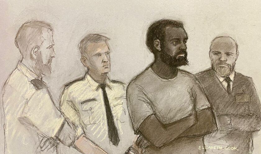 Courtroom artist drawing of Valdo Calocane (c) Alamy 