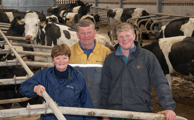 Left to right: Dawn, James and Tom Oulton, who run a 440-cow herd at Domvilles Farm.