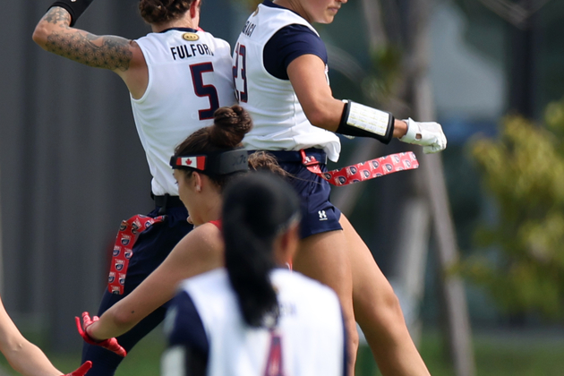 (SP)CHINA-CHENGDU-THE WORLD GAMES 2025-FLAG FOOTBALL-WOMEN-PRELIMINARY ROUND-USA VS CAN (CN)