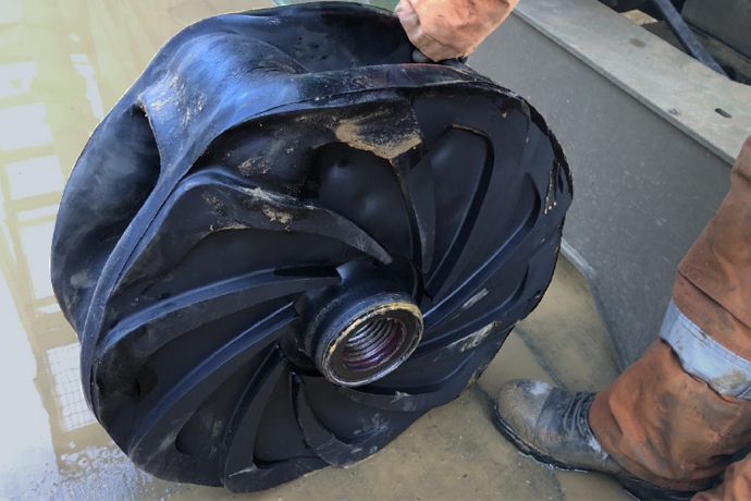 This non-OEM impeller installed in a pump at an aggregates site became deformed, caused vibration due to poor impeller balance and failed, while a genuine Warman® impeller safely tripled the wear life.