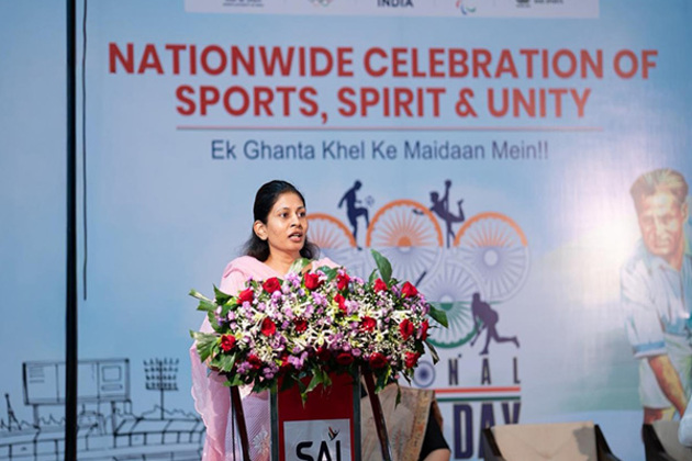 Union Minister of State for Youth Affairs and Sports Khadse joins Sports Day celebrations at SAI NCoE