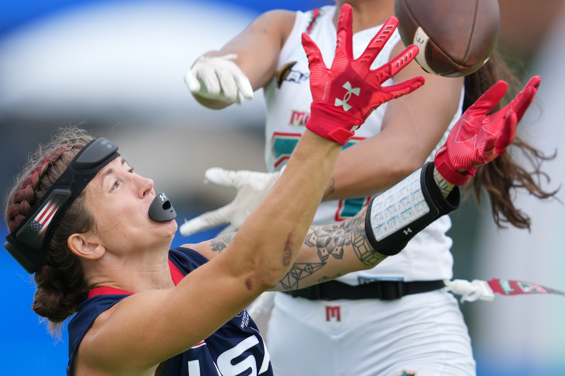 (SP)CHINA-CHENGDU-THE WORLD GAMES 2025-FLAG FOOTBALL-WOMEN'S FINALS-GOLD MEDAL GAME-USA VS MEX (CN)
