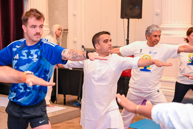 Gujarat Dy CM Harsh Sanghavi joins Indian, Scottish residents for yoga session in Glasgow