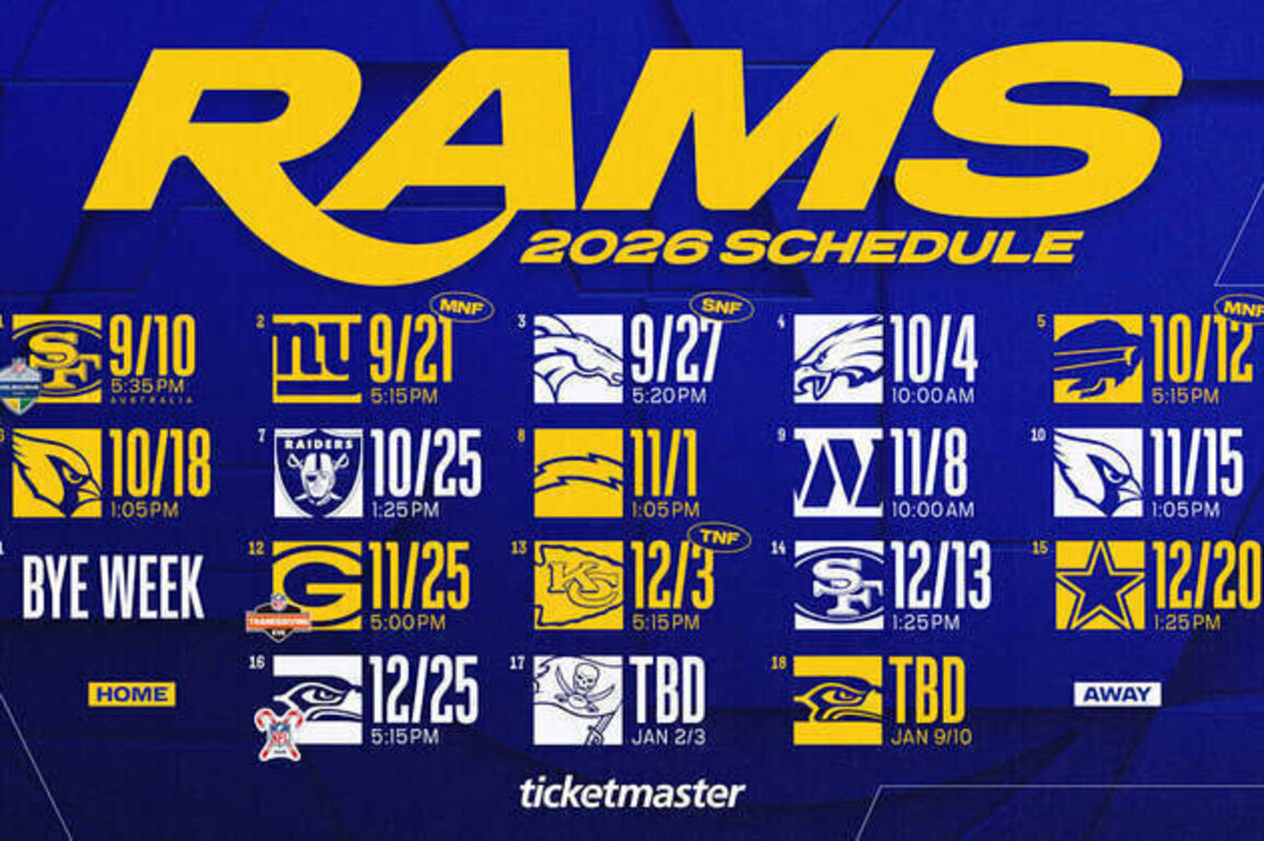 Rams release official 2026 schedule