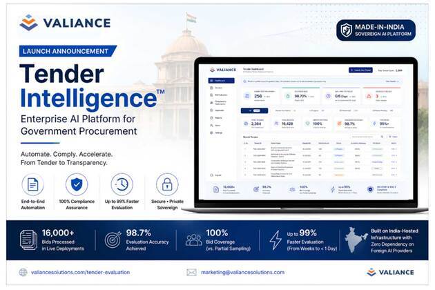 Valiance Solutions Launches Tender Intelligence, an Enterprise SaaS for Government Procurement