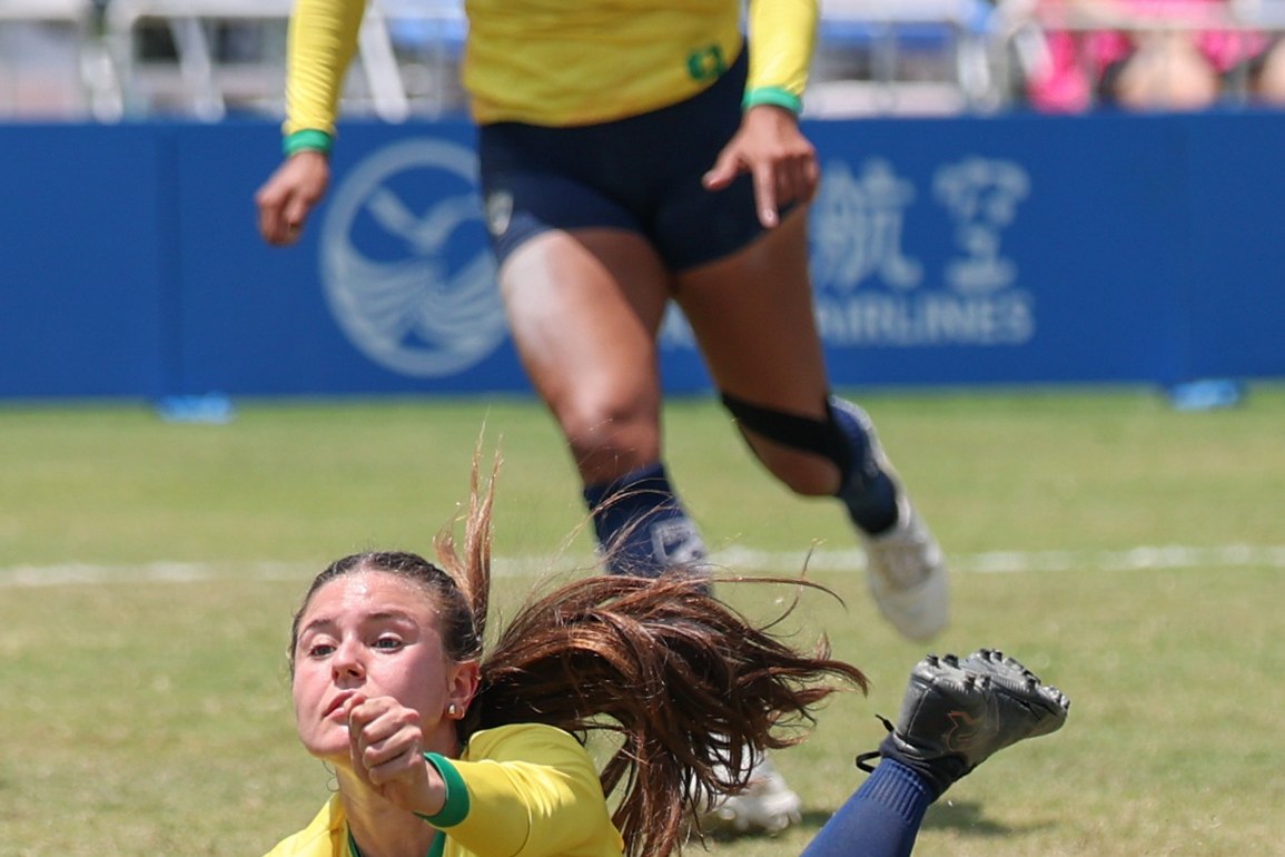 (SP)CHINA-CHENGDU-THE WORLD GAMES 2025-FISTBALL-WOMEN'S SEMIFINALS-BRA VS AUT (CN)