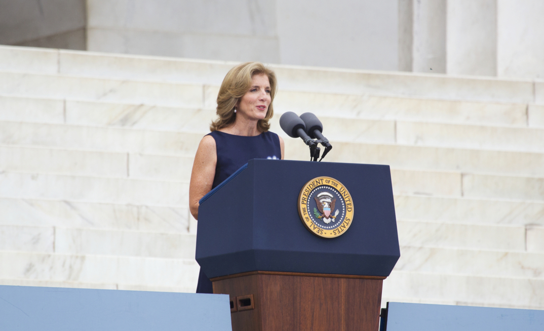 Caroline Kennedy at the Lincoln Memorial, US, 2013: Credit: Joseph Sohm.