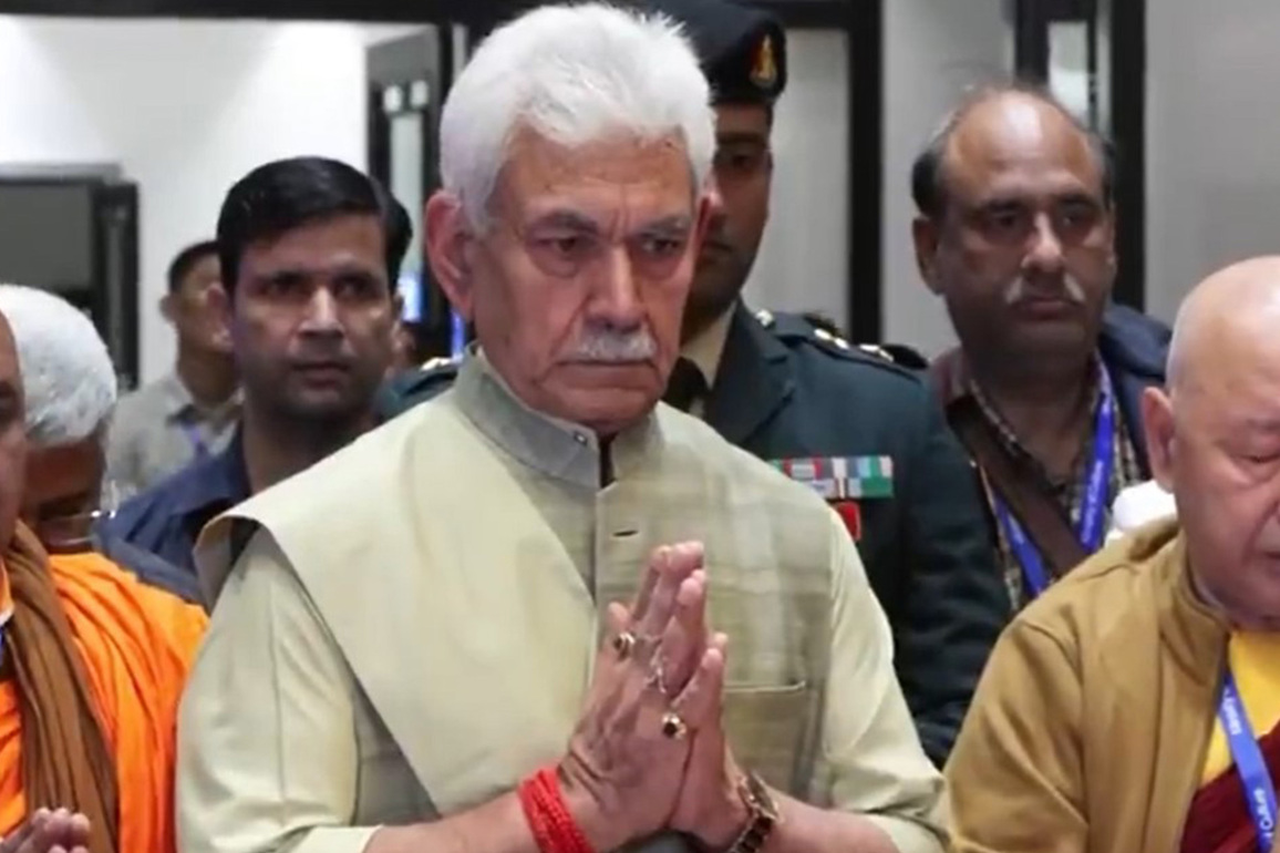J-K LG Manoj Sinha returns to India with holy relics of Lord Buddha