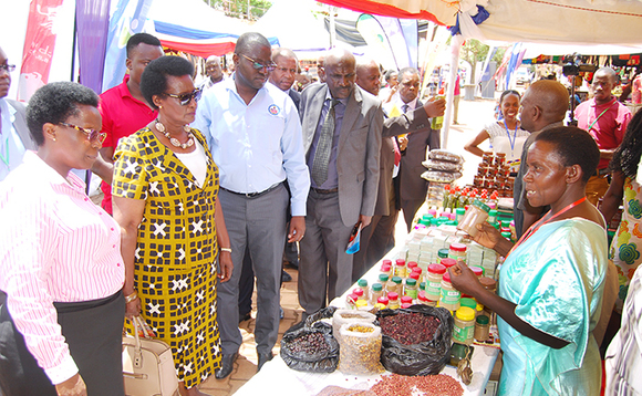 Minisita Amelia Kyambadde (mu kitengi) ng'ali ku mudaala gw'omukyala agatta omutindo ku nsigo n'ebirala ku mwoleso e Lugogo Minisita Amelia Kyambadde (mu kitengi) ng'ali ku mudaala gw'omukyala agatta omutindo ku nsigo n'ebirala ku mwoleso e Lugogo