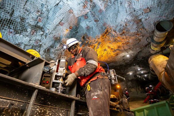 Worker at Ivanhoe's Platreef underground mine