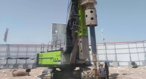 The Zoomlion ZR255R rotary drilling rig operating at one of the 2034 World Cup venue construction sites