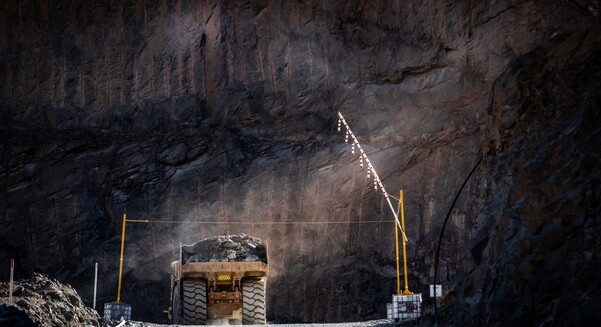 Great Fingall ore in a truck on the decline.