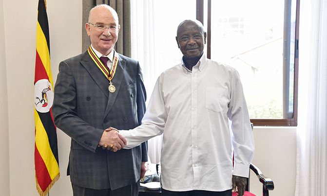 Museveni awards Algerian diplomat with Rwenzori medal Museveni awards Algerian diplomat with Rwenzori medal
